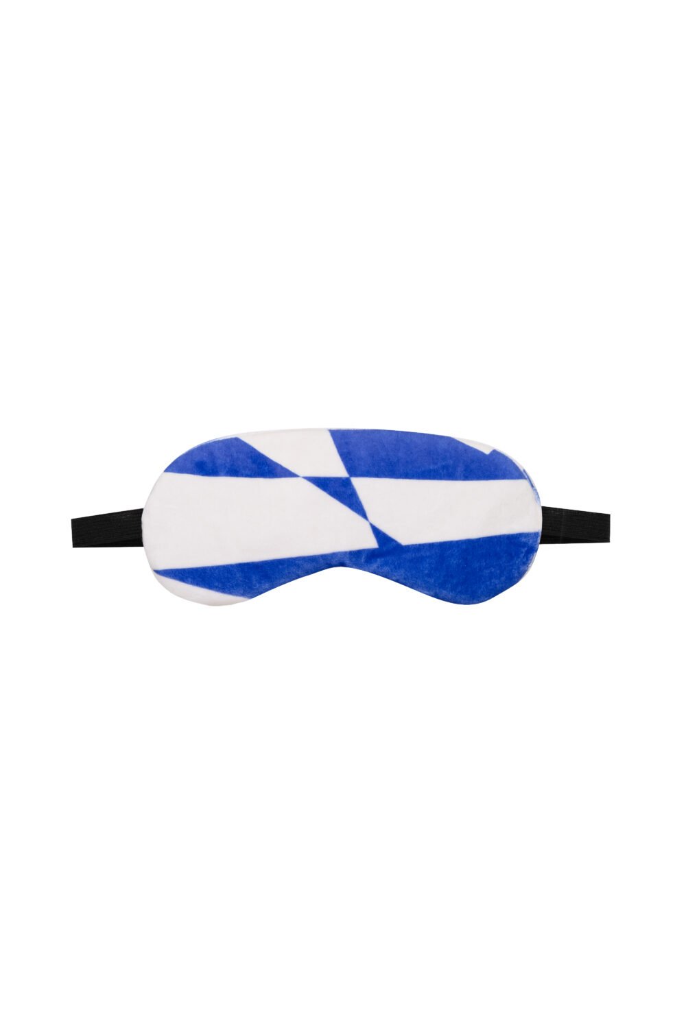 Opaska na oczy w geometryczny, niebieski wzór, opaska na gumkę